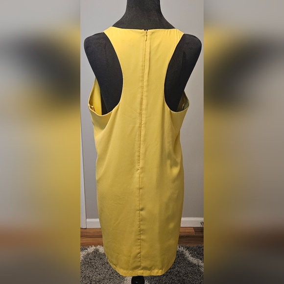 Naked Zebra Yellow Racer Back Asymmetrical Hemline Dress Size L - Picture 3 of 3